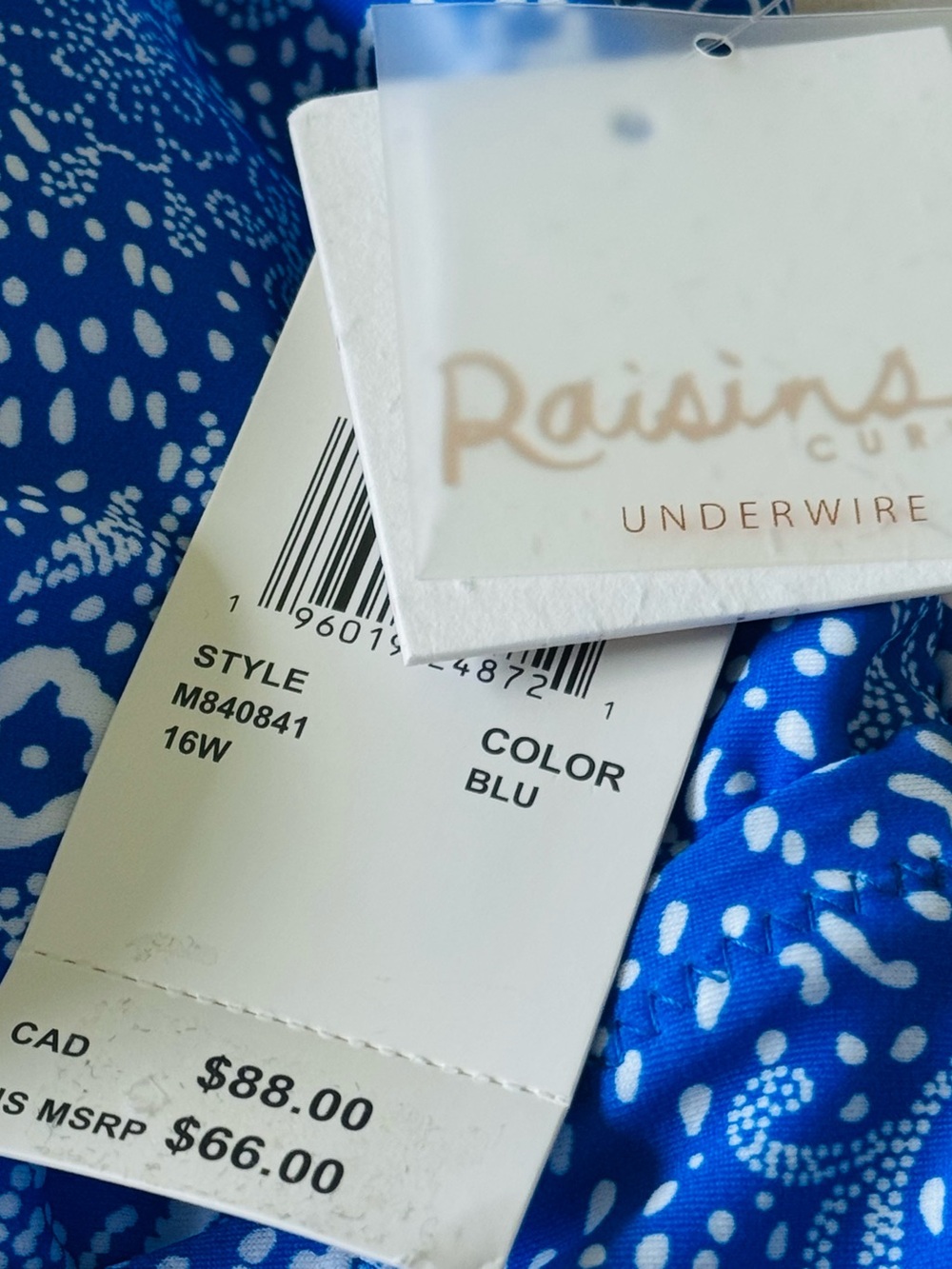 Raisins Curve Aviva Tankini Blue Paisley Swim Top Plus Size 16W NWT - Picture 5 of 7